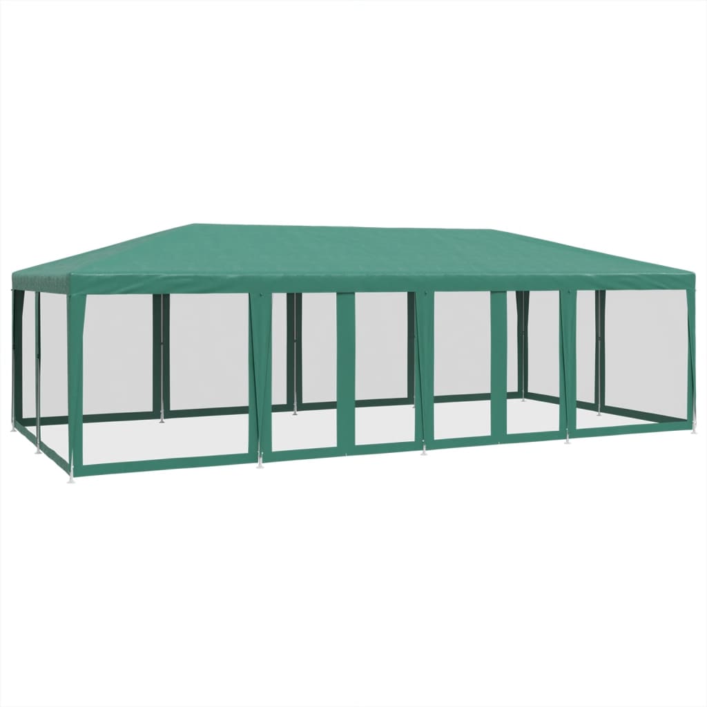 vidaXL Namiot imprezowy z 12 ścianami z siatki, zielony, 8x4 m, HDPE
