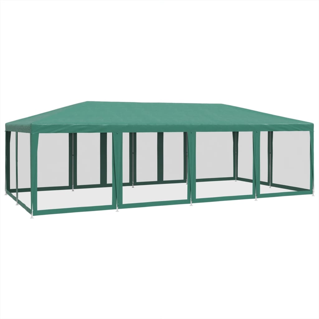 vidaXL Namiot imprezowy z 12 ścianami z siatki, zielony, 8x4 m, HDPE