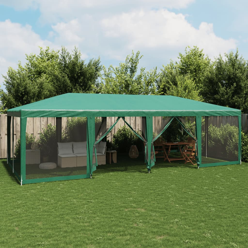 vidaXL Namiot imprezowy z 12 ścianami z siatki, zielony, 8x4 m, HDPE