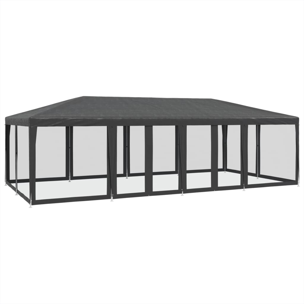 vidaXL Namiot imprezowy z 12 ścianami z siatki, antracyt, 8x4 m, HDPE
