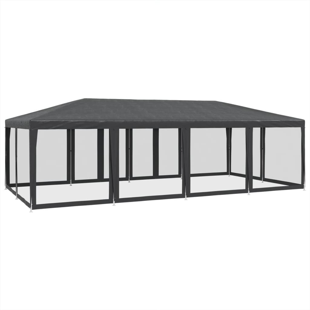 vidaXL Namiot imprezowy z 12 ścianami z siatki, antracyt, 8x4 m, HDPE
