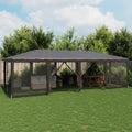 vidaXL Namiot imprezowy z 12 ścianami z siatki, antracyt, 8x4 m, HDPE