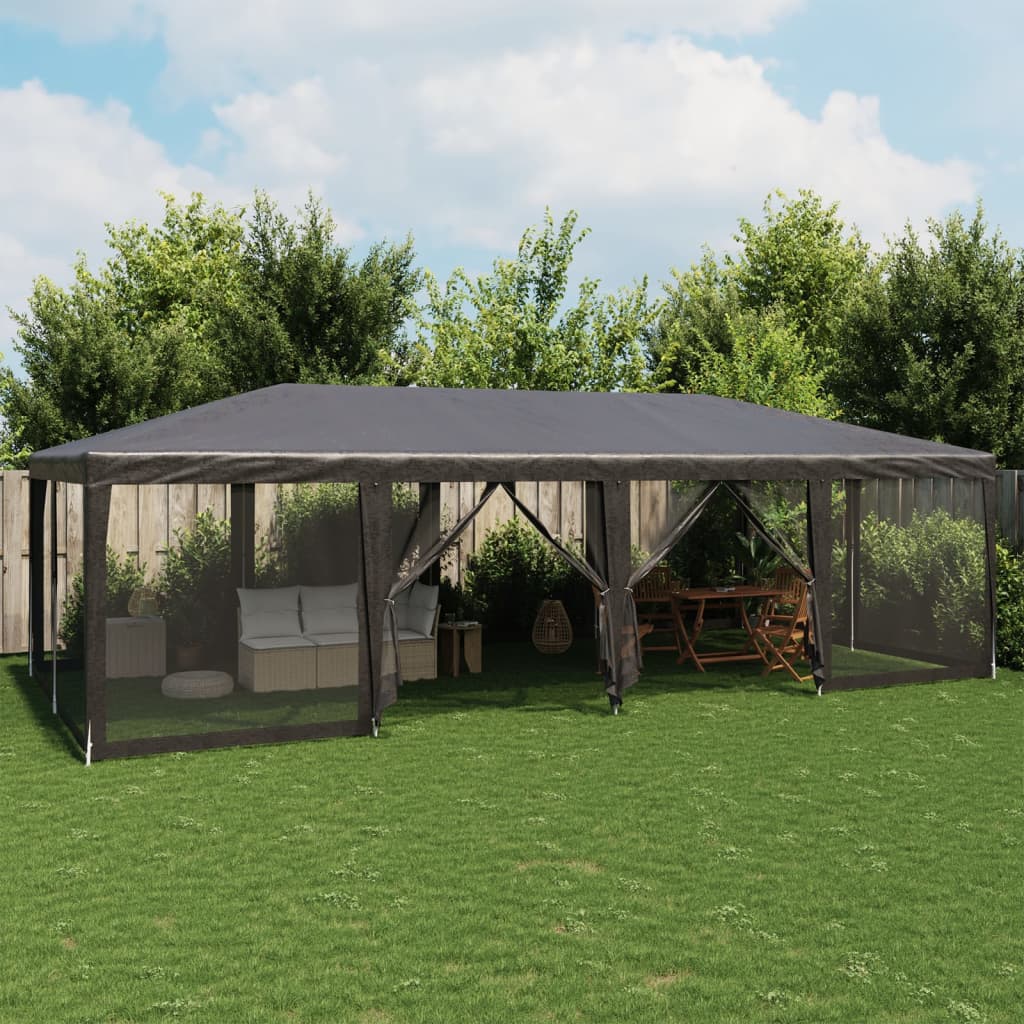 vidaXL Namiot imprezowy z 12 ścianami z siatki, antracyt, 8x4 m, HDPE