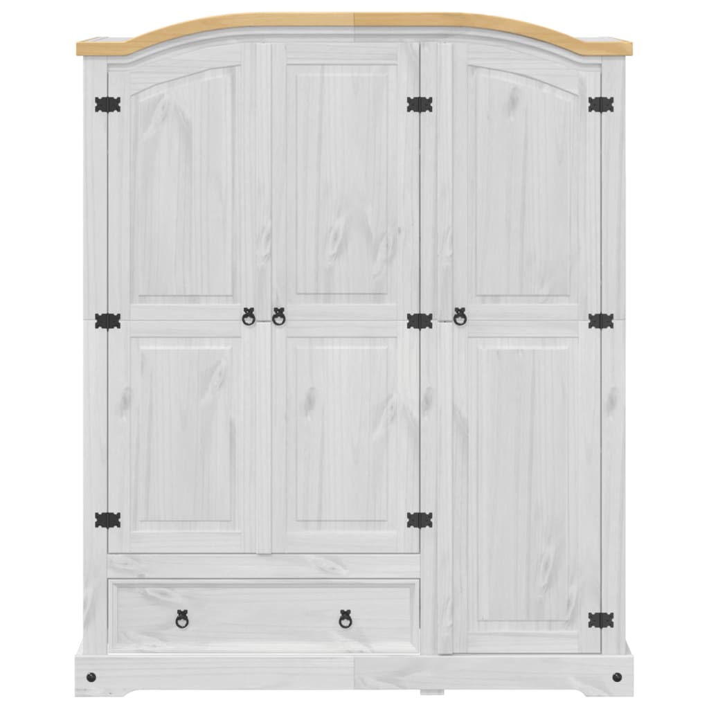vidaXL Szafa Corona, biała 151,5x52x186 cm, lite drewno sosnowe