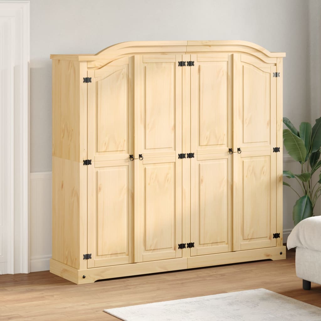 vidaXL Szafa Corona, 194x52x186 cm, lite drewno sosnowe