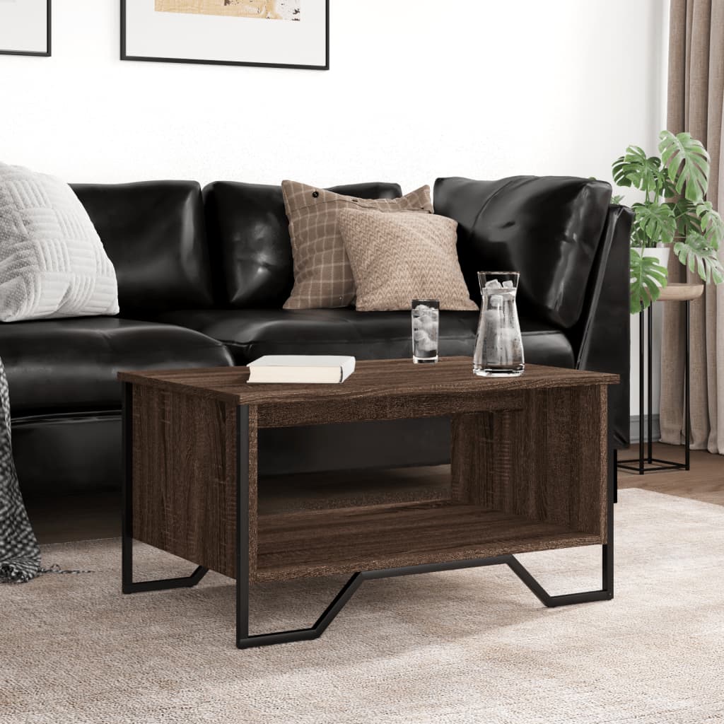 vidaXL Stolik kawowy, brązowy dąb 75x51x40 cm, materiał drewnopochodny