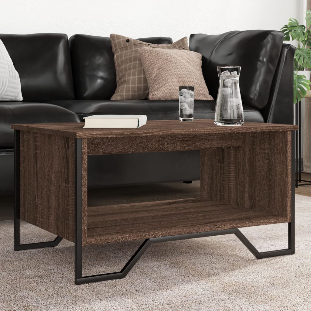 vidaXL Stolik kawowy, brązowy dąb 75x51x40 cm, materiał drewnopochodny