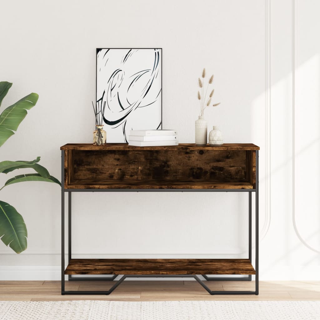 vidaXL Stolik konsolowy, przydymiony dąb, 100x35x74,5 cm