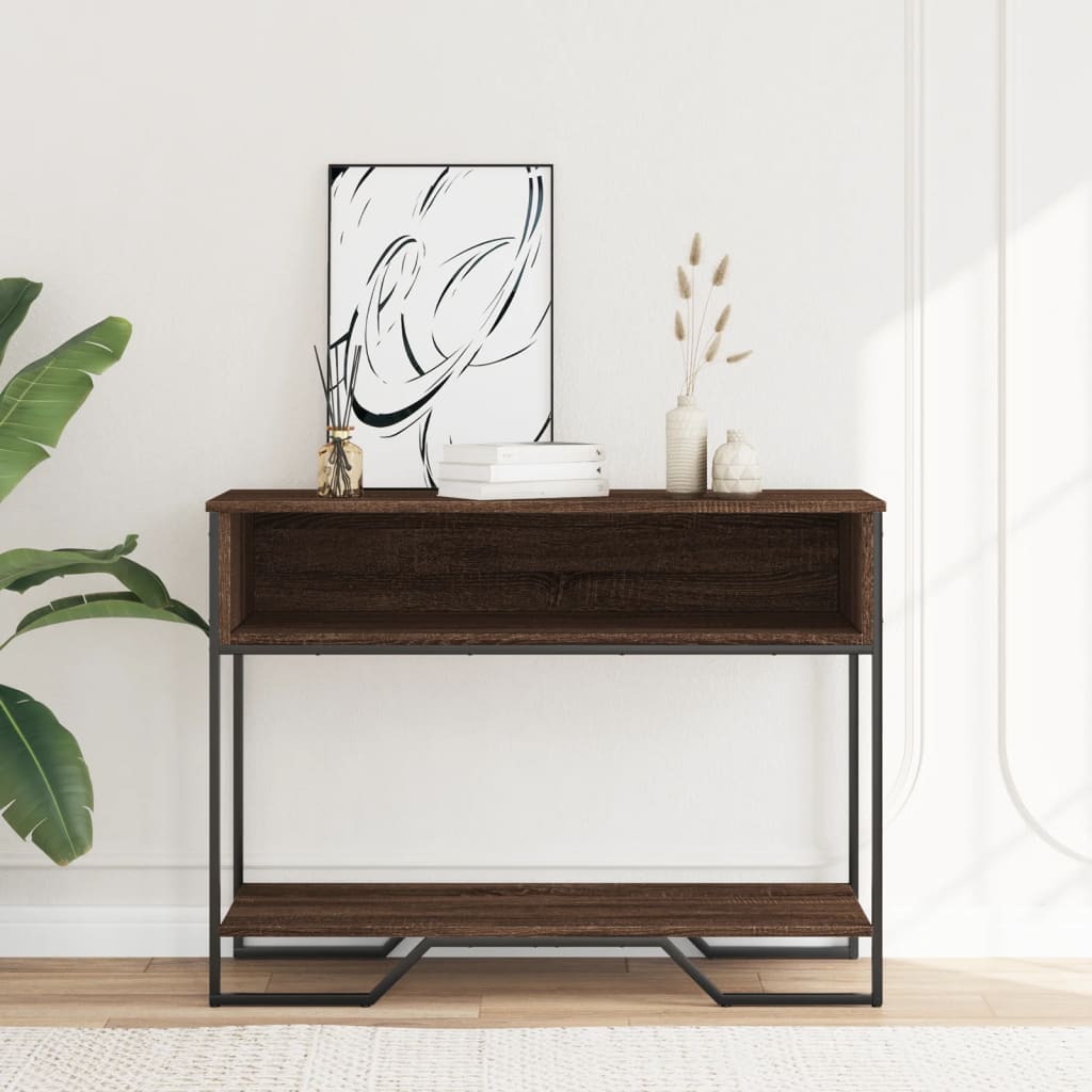 vidaXL Stolik konsolowy, brązowy dąb, 100x35x74,5 cm