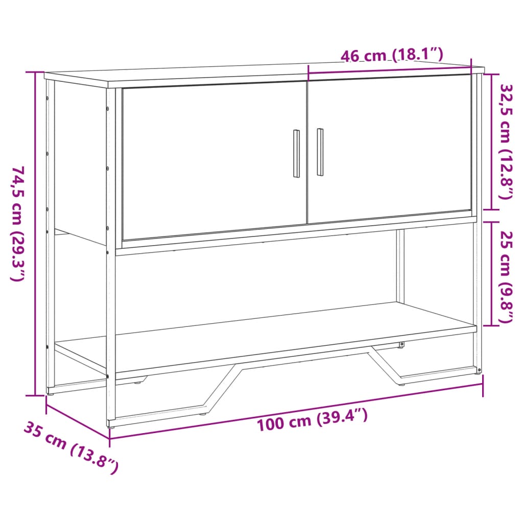 vidaXL Stolik konsolowy, przydymiony dąb, 100x35x74,5 cm
