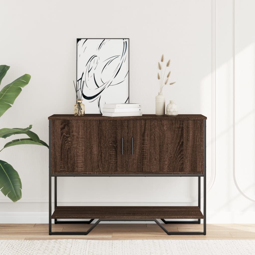 vidaXL Stolik konsolowy, brązowy dąb, 100x35x74,5 cm