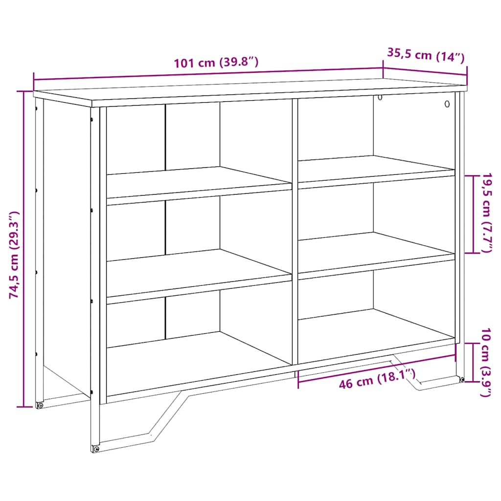 vidaXL Szafka, czarna, 101x35,5x74,5 cm, materiał drewnopochodny