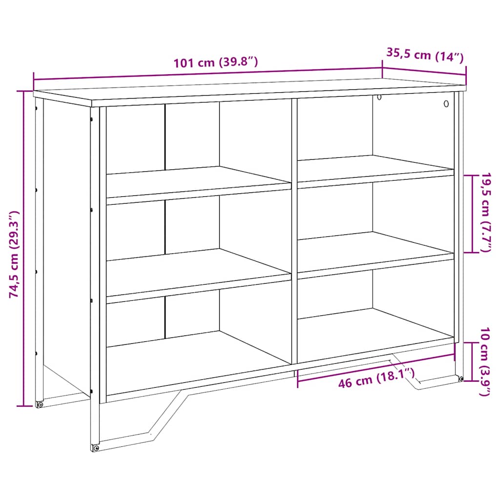 vidaXL Szafka, czarna, 101x35,5x74,5 cm, materiał drewnopochodny