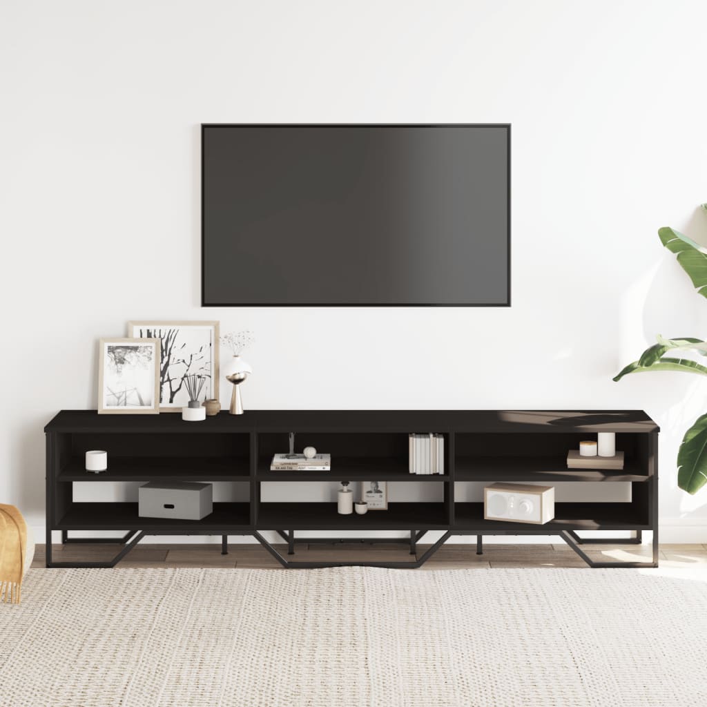 vidaXL Szafka pod TV, czarna, 180x34x41 cm, materiał drewnopochodny