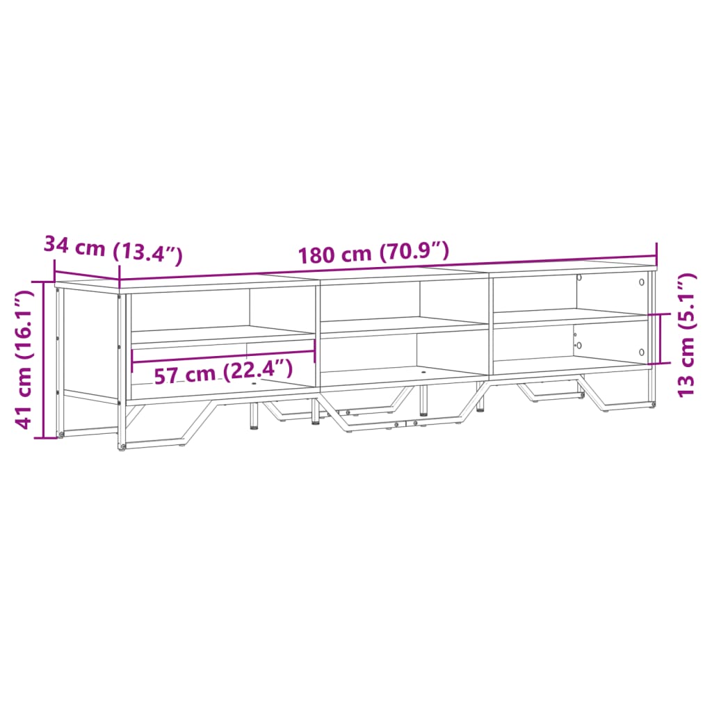 vidaXL Szafka pod TV, czarna, 180x34x41 cm, materiał drewnopochodny