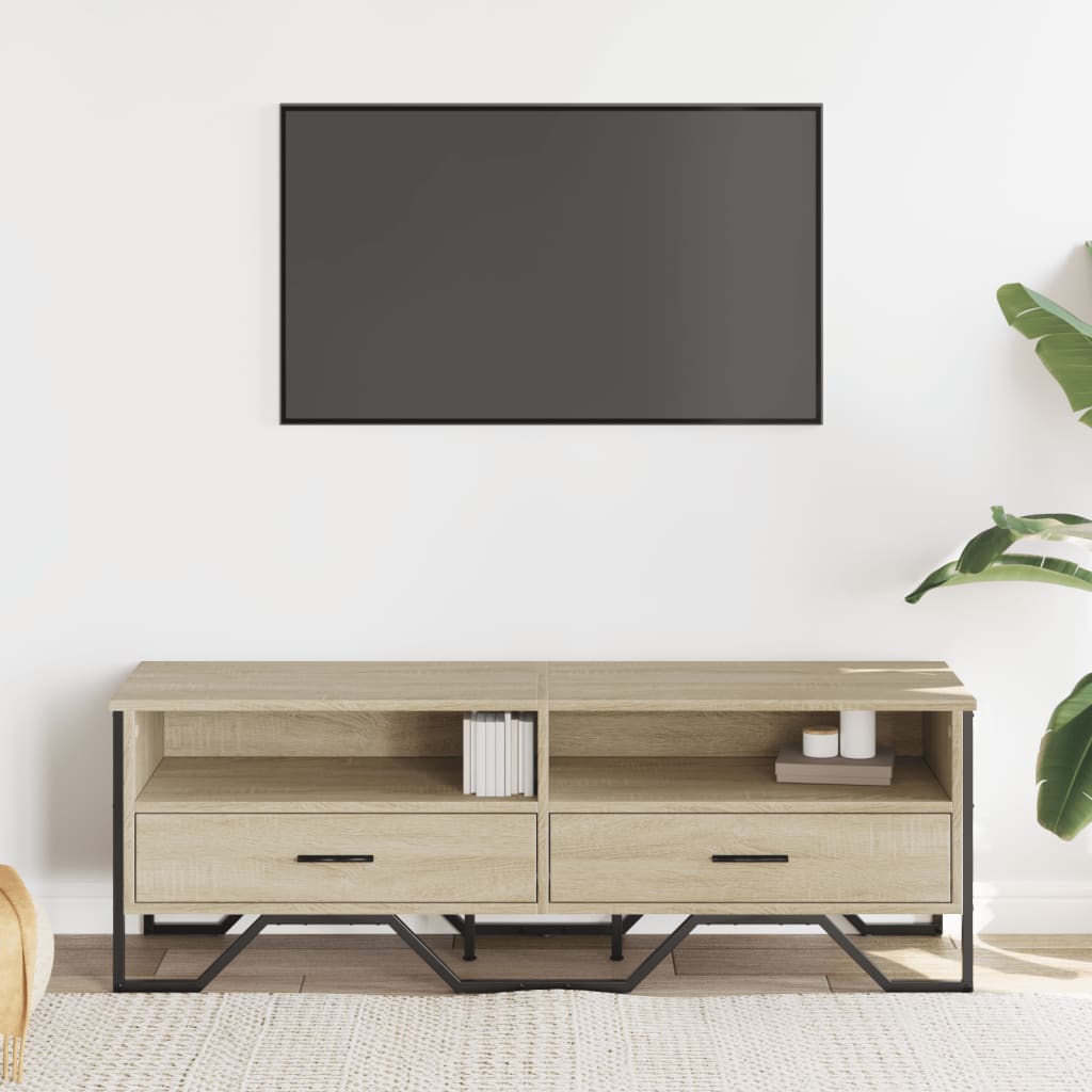 vidaXL Szafka pod TV, dąb sonoma, 122x34x41 cm materiał drewnopochodny