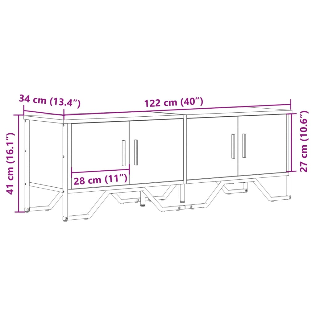 vidaXL Szafka pod TV, przydymiony dąb, 122x34x41 cm