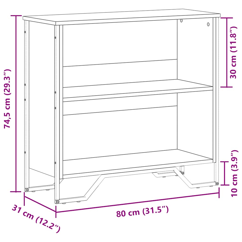 vidaXL Regał na książki, czarny, 80x31x74,5 cm materiał drewnopochodny