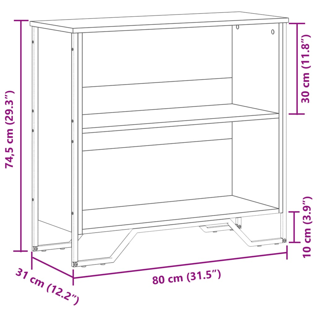 vidaXL Regał, brązowy dąb, 80x31x74,5 cm, materiał drewnopochodny