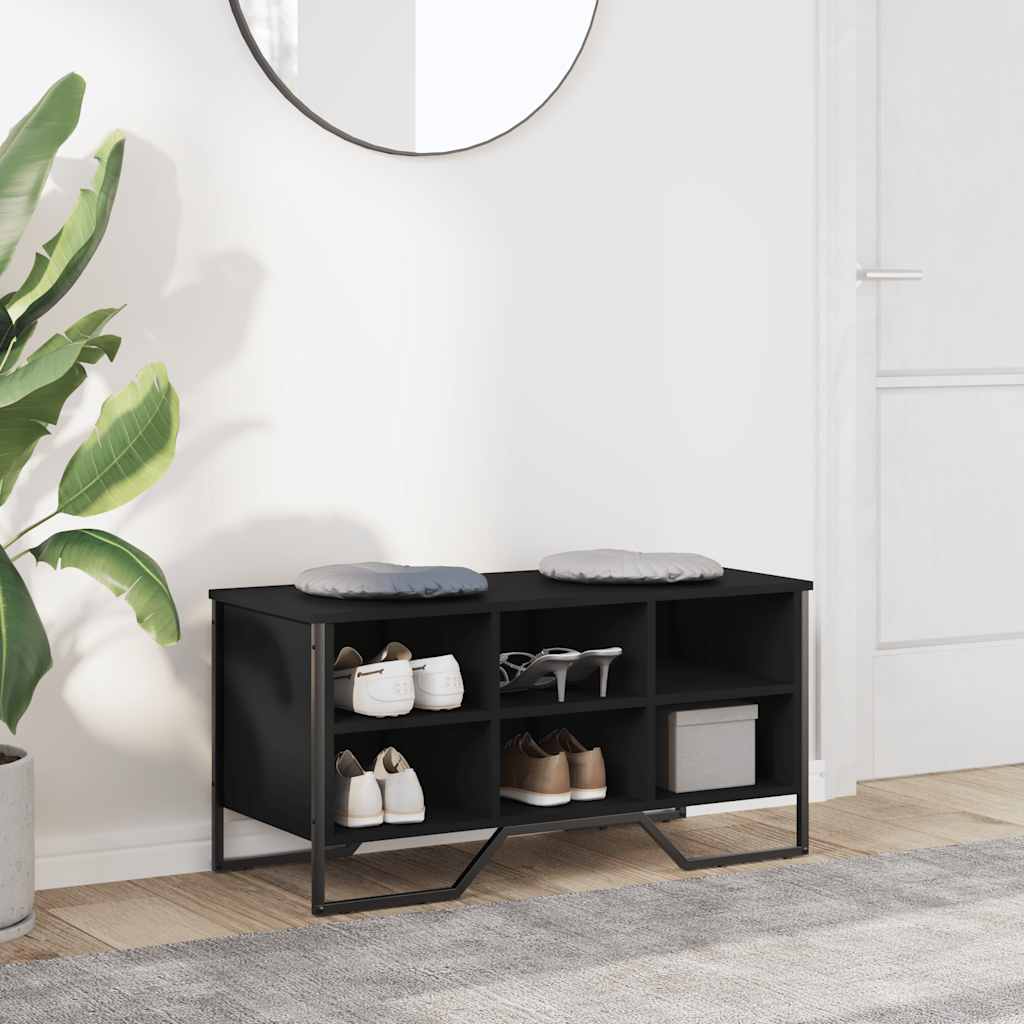 vidaXL Szafka na buty, czarna, 90x38x45,5 cm, materiał drewnopochodny