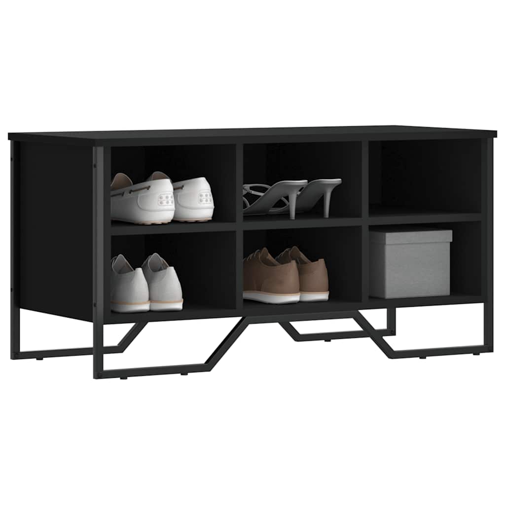 vidaXL Szafka na buty, czarna, 90x38x45,5 cm, materiał drewnopochodny