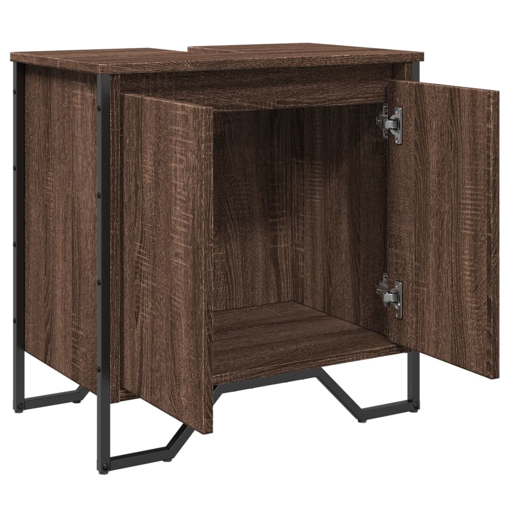 vidaXL Szafka pod umywalkę, brązowy dąb, 60x35x60 cm