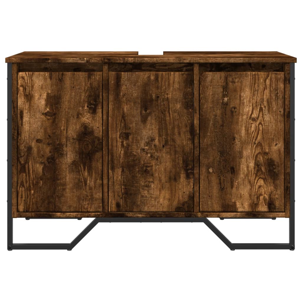 vidaXL Szafka pod umywalkę, przydymiony dąb, 91x35x60 cm