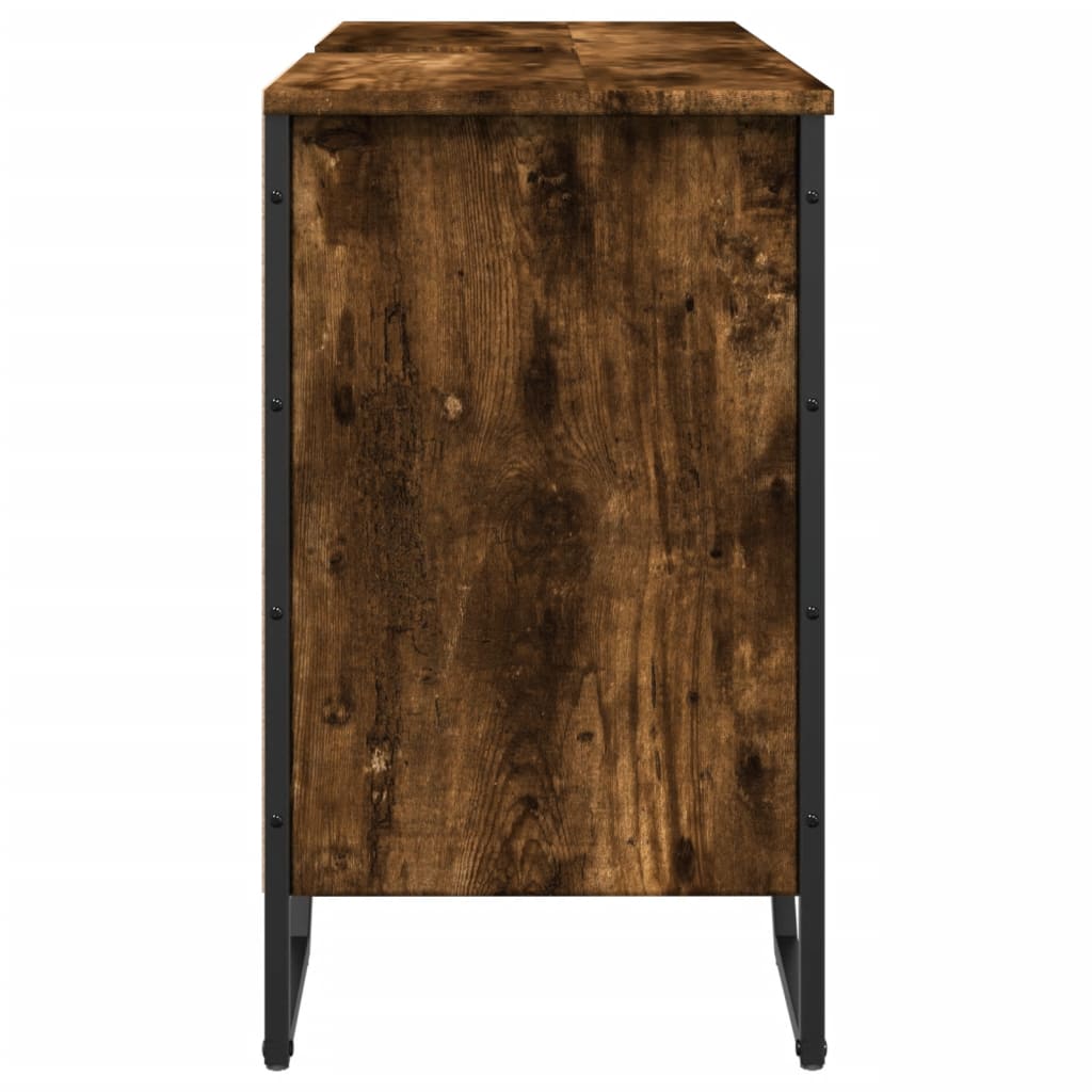 vidaXL Szafka pod umywalkę, przydymiony dąb, 91x35x60 cm