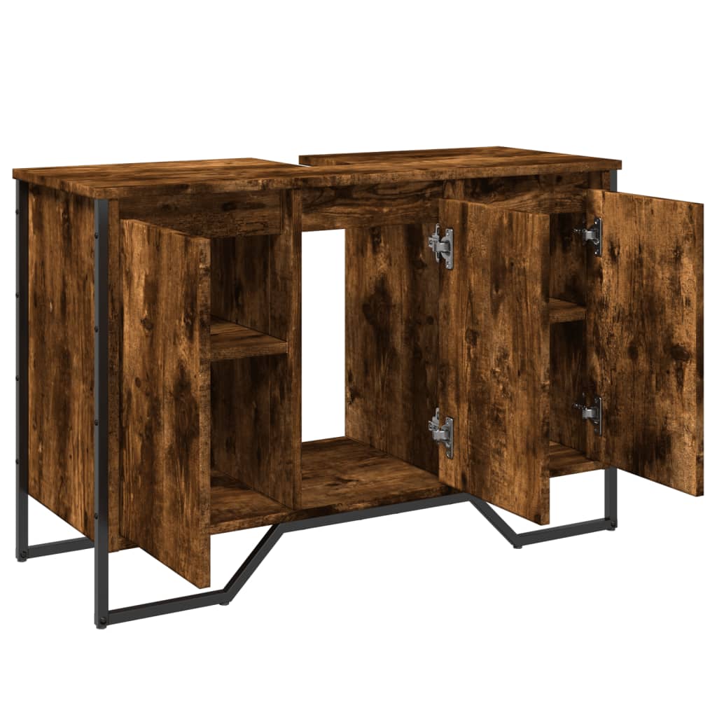 vidaXL Szafka pod umywalkę, przydymiony dąb, 91x35x60 cm