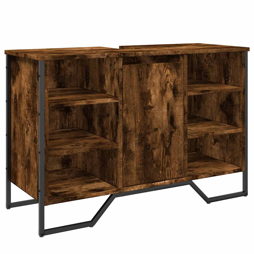 vidaXL Szafka pod umywalkę, przydymiony dąb, 91x35x60 cm