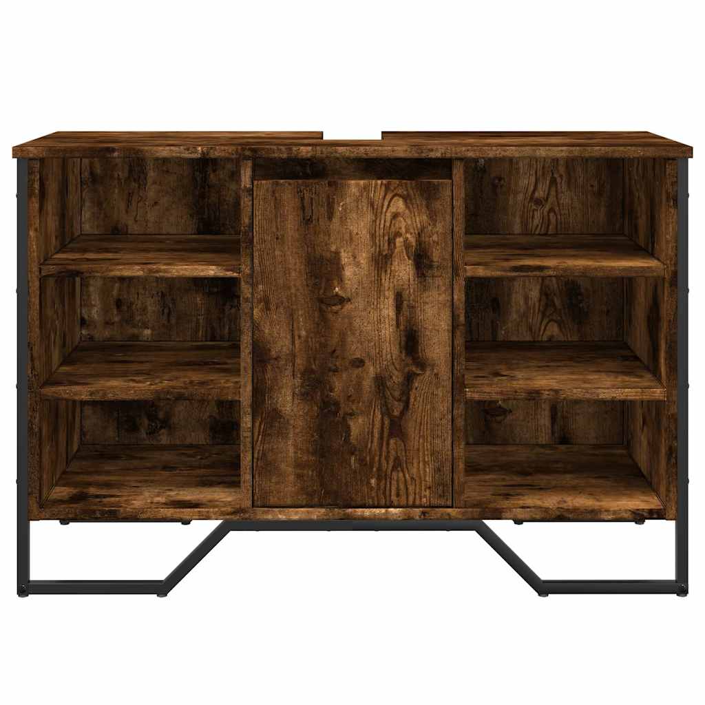 vidaXL Szafka pod umywalkę, przydymiony dąb, 91x35x60 cm