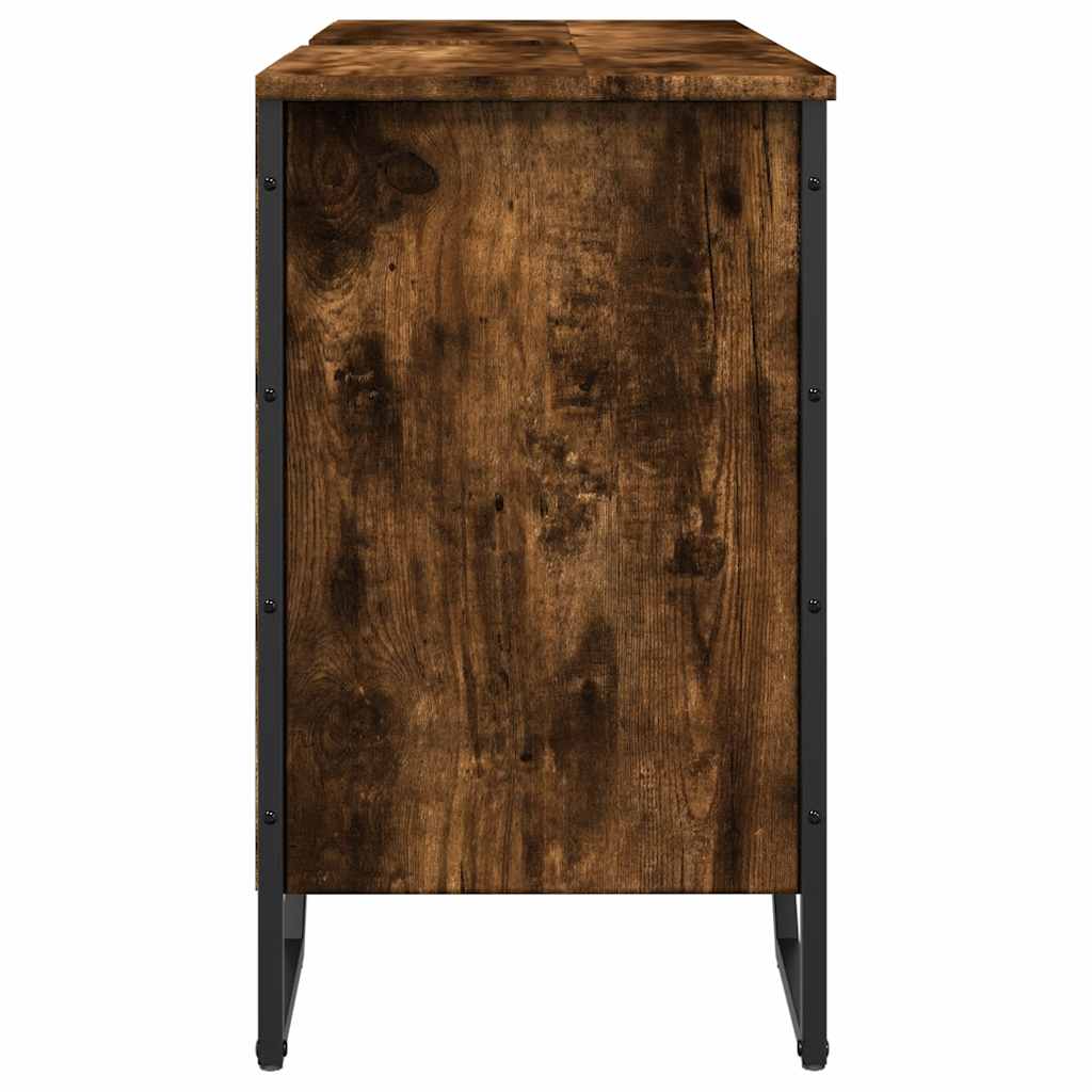 vidaXL Szafka pod umywalkę, przydymiony dąb, 91x35x60 cm