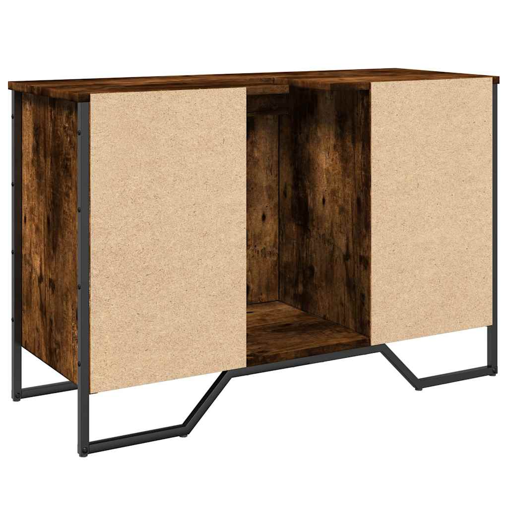 vidaXL Szafka pod umywalkę, przydymiony dąb, 91x35x60 cm