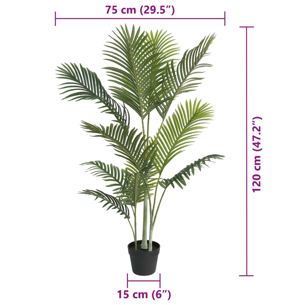 vidaXL Sztuczna palma, zielona, 120 cm, PP