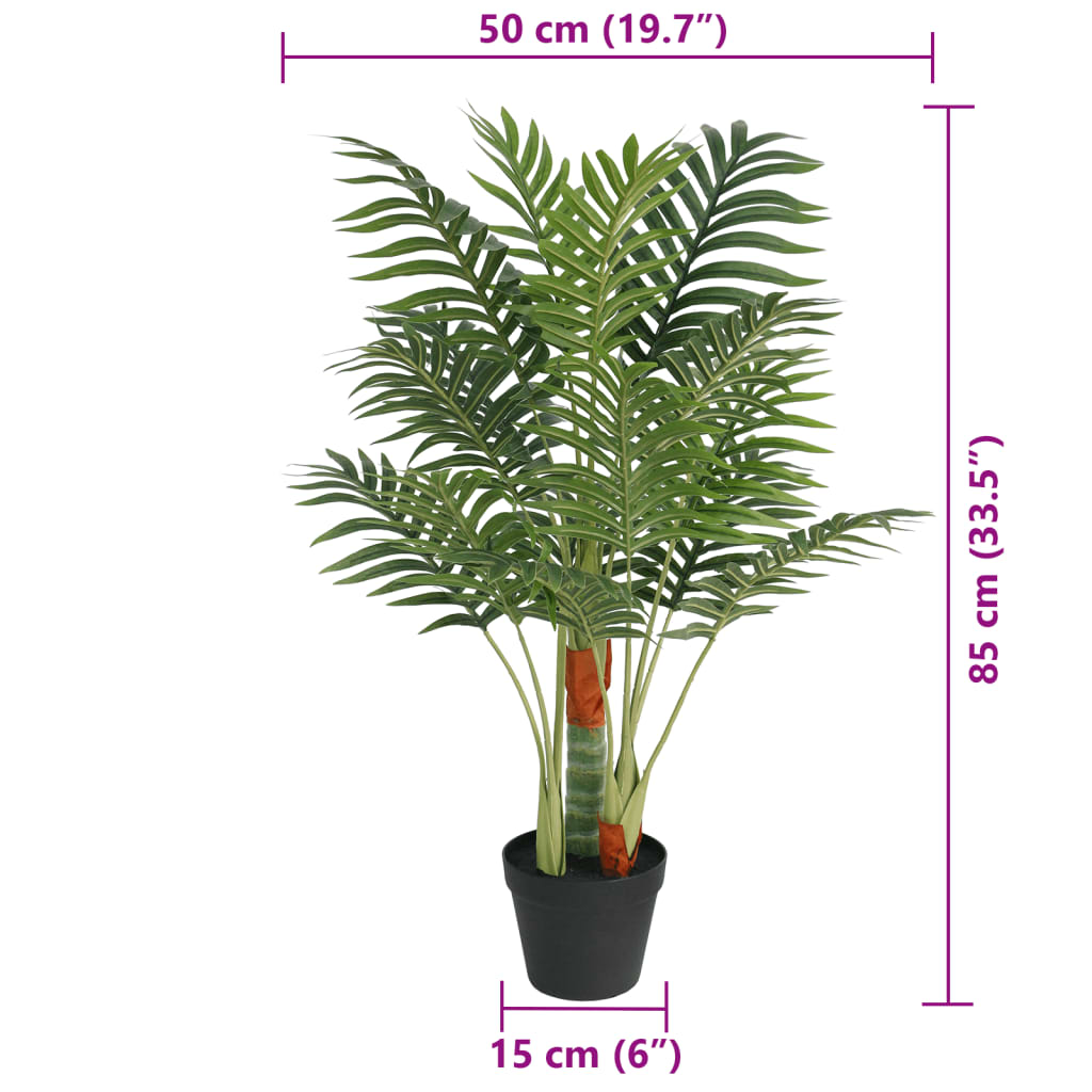 vidaXL Sztuczna palma na 3 pniach, zielona, 85 cm, PP
