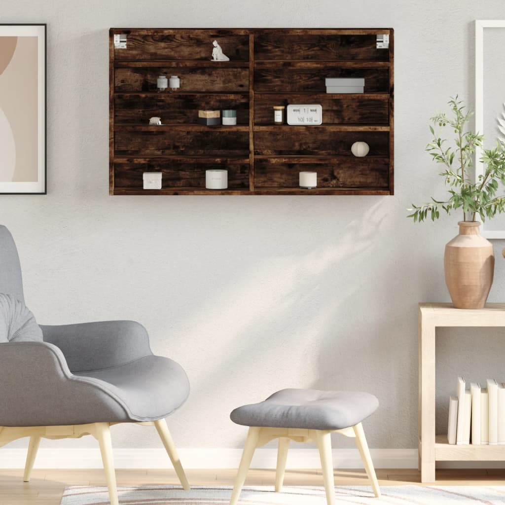 vidaXL Witryna, przydymiony dąb, 100x15x58 cm, materiał drewnopochodny