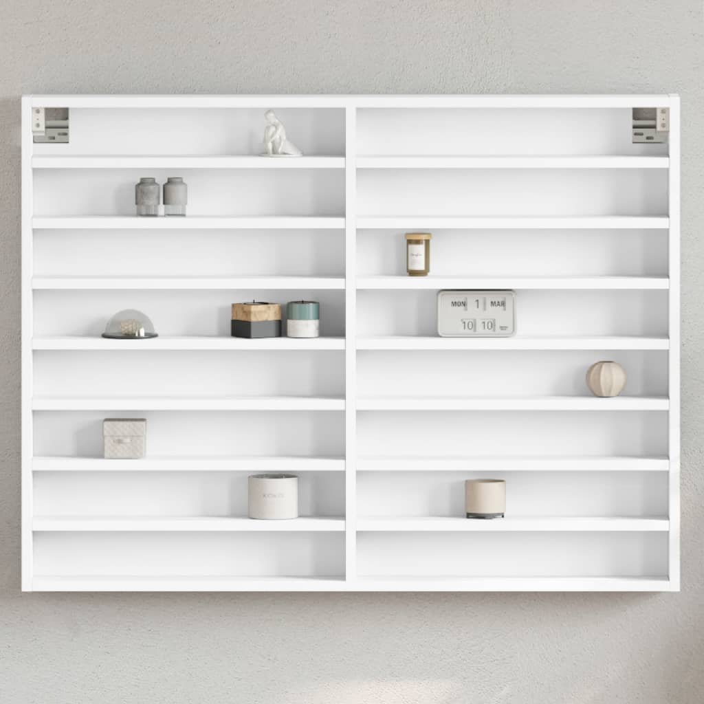 vidaXL Witryna, biała, 100x8,5x75 cm, materiał drewnopochodny