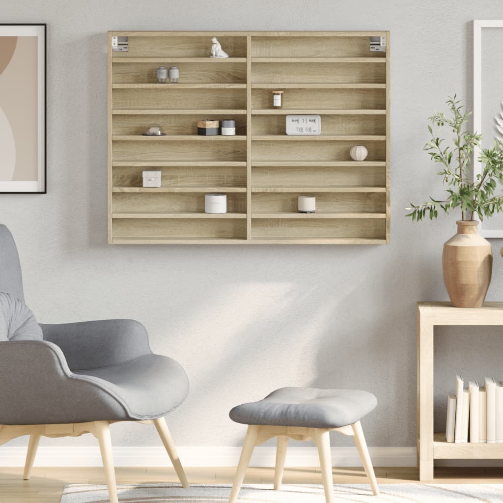 vidaXL Witryna, dąb sonoma, 100x8,5x75 cm, materiał drewnopochodny