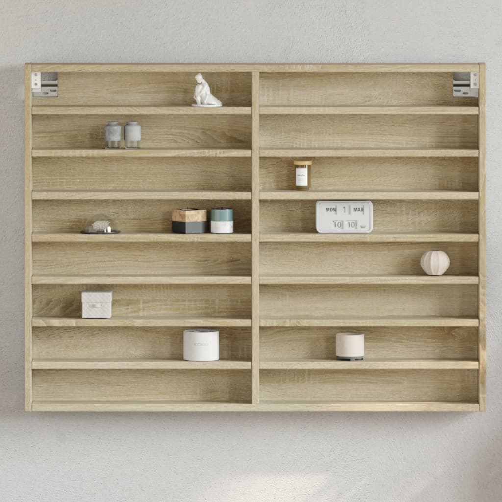 vidaXL Witryna, dąb sonoma, 100x8,5x75 cm, materiał drewnopochodny