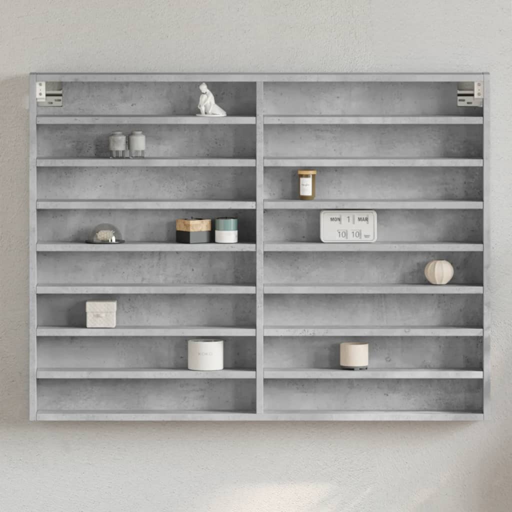 vidaXL Witryna, szarość betonu, 100x8,5x75 cm, materiał drewnopochodny