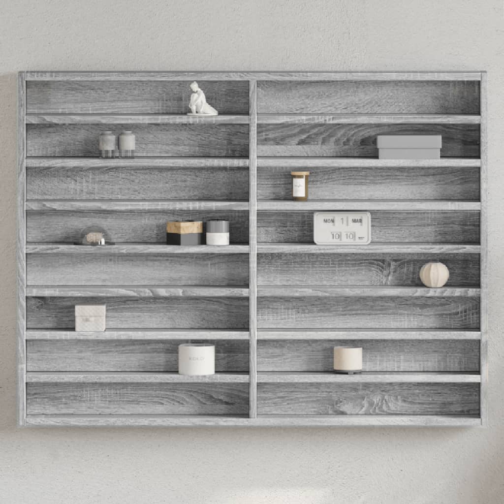 vidaXL Witryna, szary dąb sonoma, 100x8,5x75, materiał drewnopochodny
