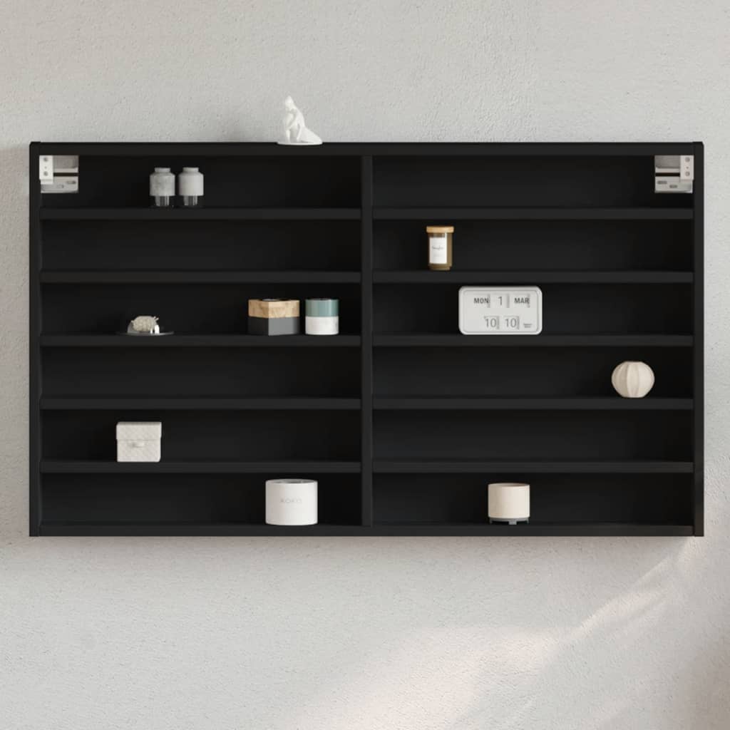vidaXL Witryna, czarna, 100x8,5x58 cm, materiał drewnopochodny