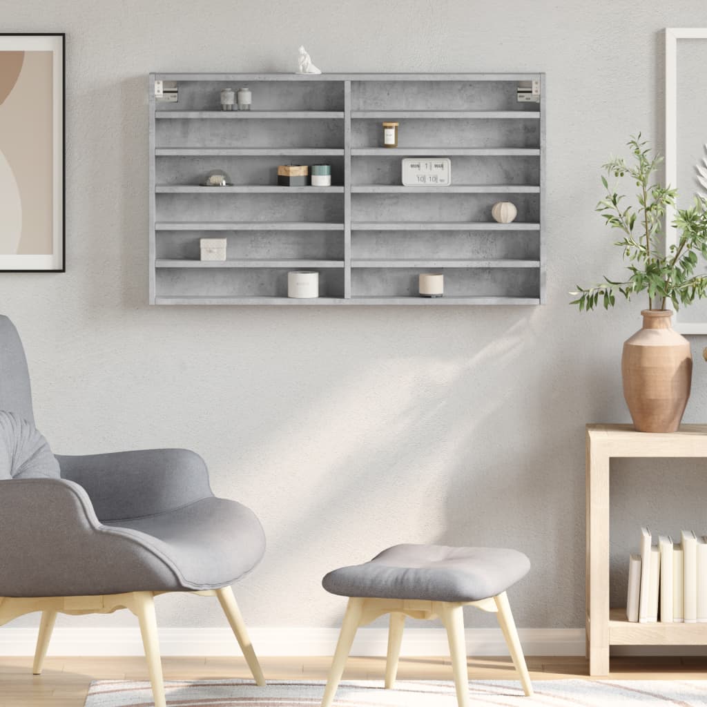 vidaXL Witryna, szarość betonu, 100x8,5x58 cm, materiał drewnopochodny