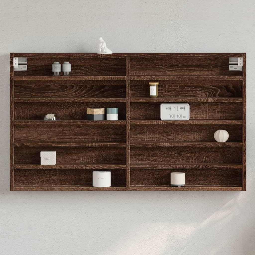 vidaXL Witryna, brązowy dąb, 100x8,5x58 cm, materiał drewnopochodny