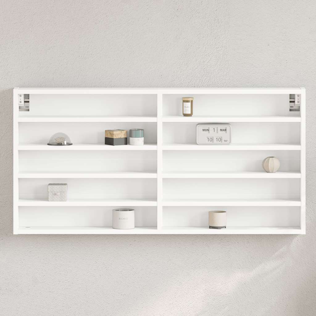 vidaXL Witryna, biała, 100x8,5x50 cm, materiał drewnopochodny
