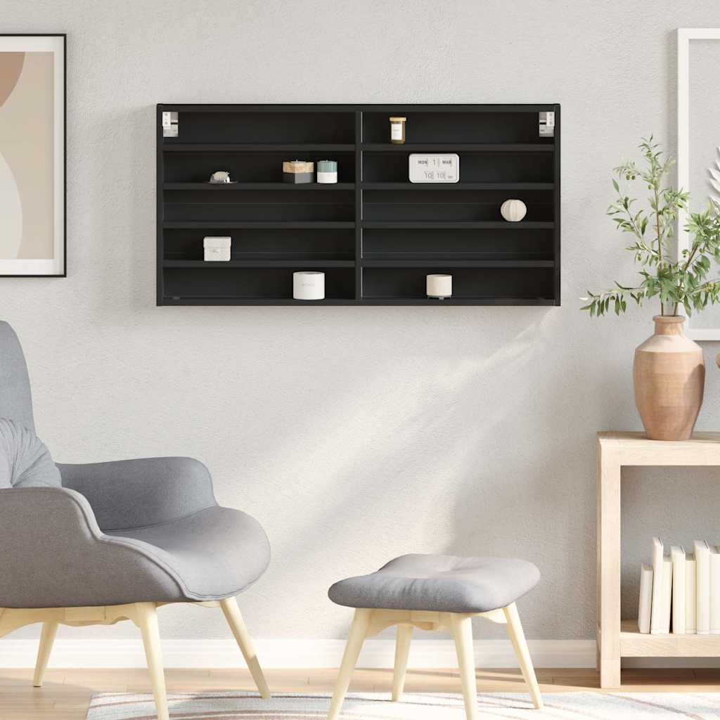 vidaXL Witryna, czarna, 100x8,5x50 cm, materiał drewnopochodny