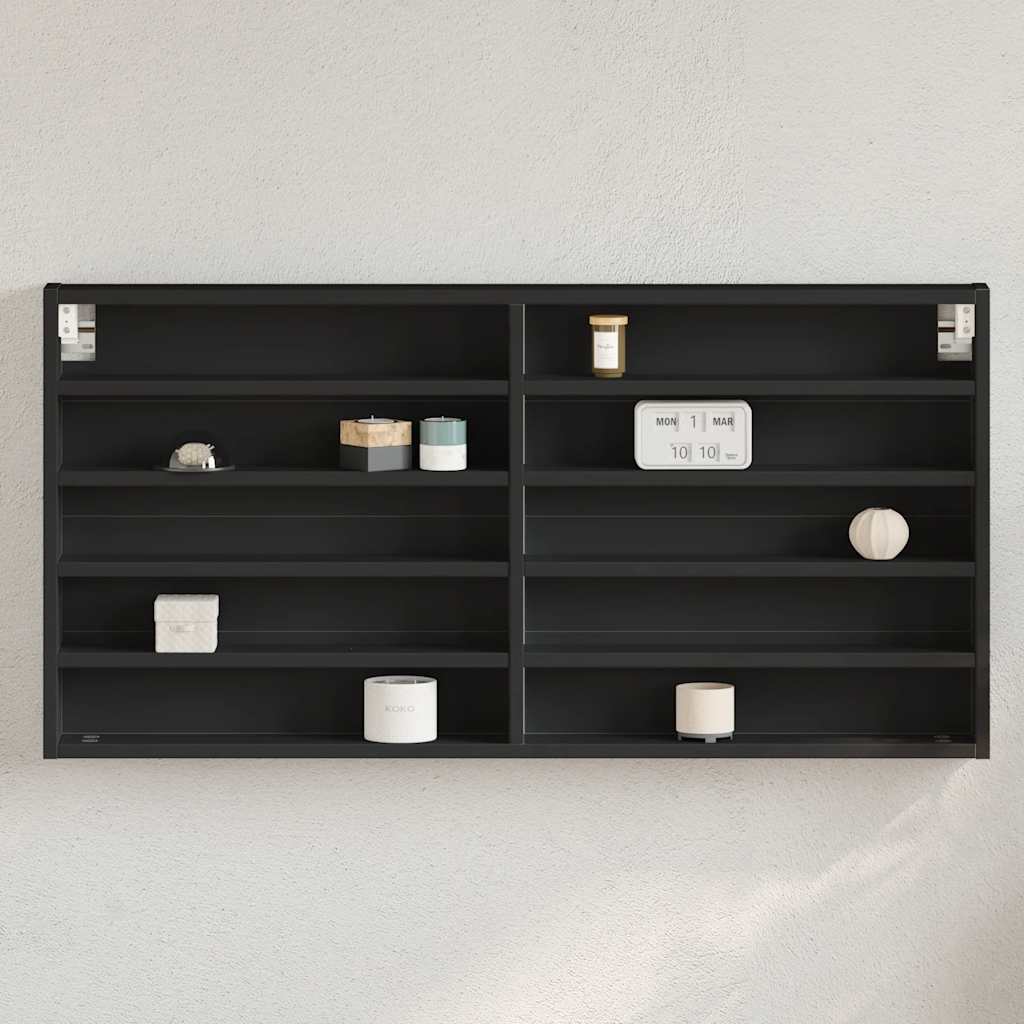 vidaXL Witryna, czarna, 100x8,5x50 cm, materiał drewnopochodny