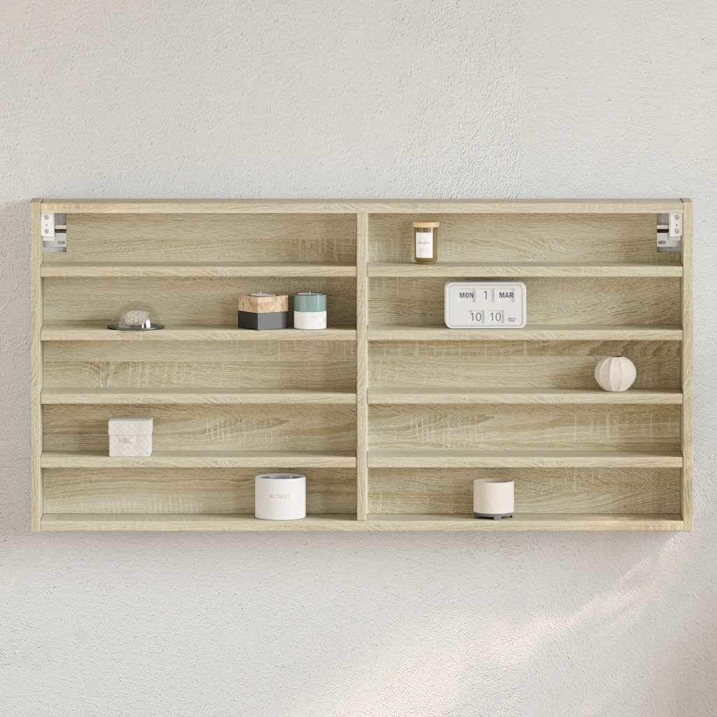 vidaXL Witryna, dąb sonoma, 100x8,5x50 cm, materiał drewnopochodny