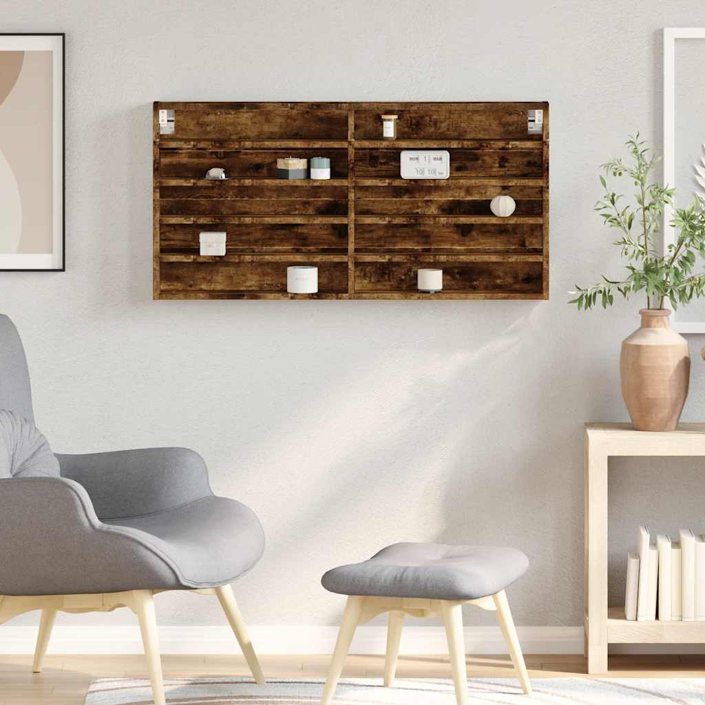 vidaXL Witryna, przydymiony dąb, 100x8,5x50cm, materiał drewnopochodny