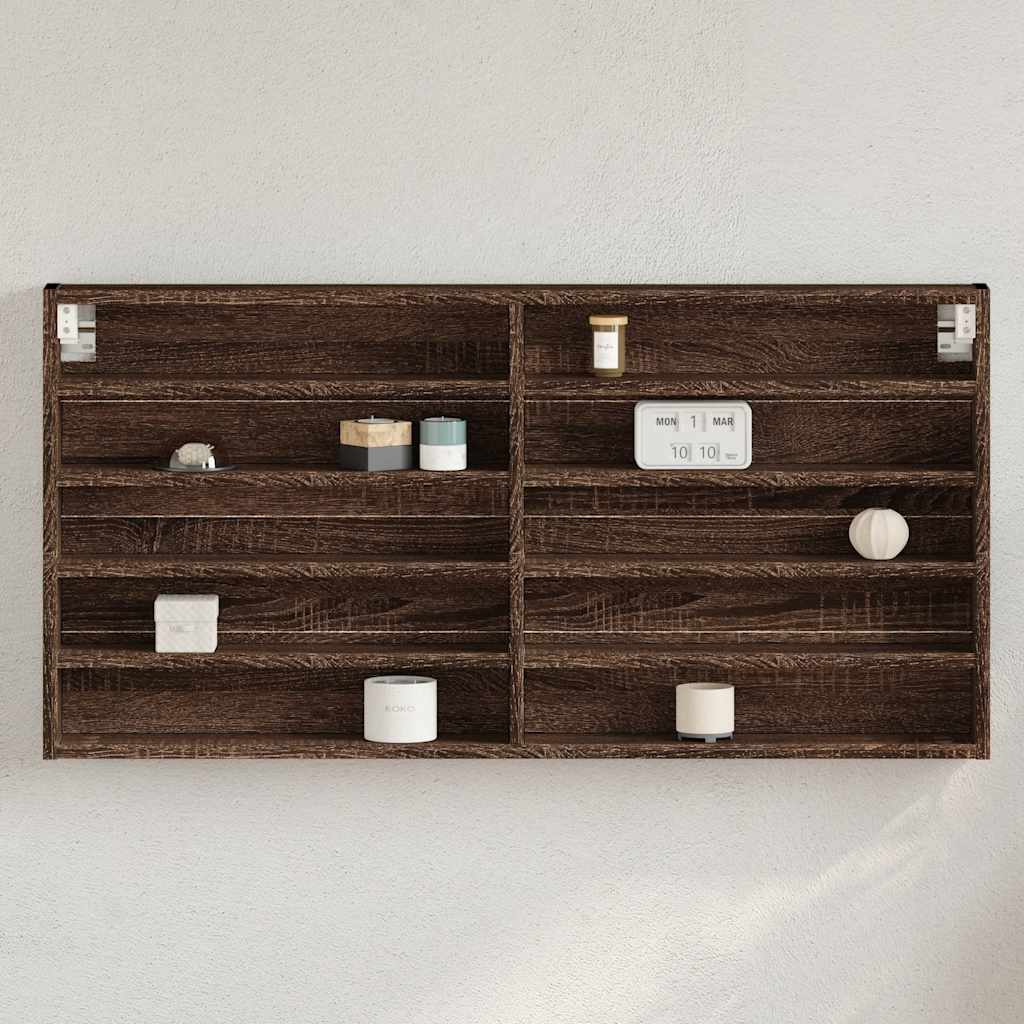 vidaXL Witryna, brązowy dąb, 100x8,5x50 cm, materiał drewnopochodny